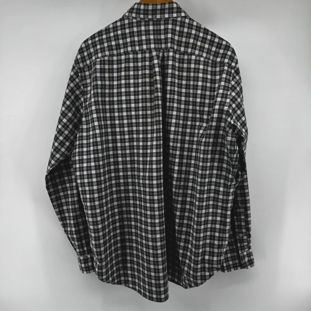 Ralph Lauren Classic Fit Mens XL Plaid Button Down‎ Shirt Navy White Yellow Pony